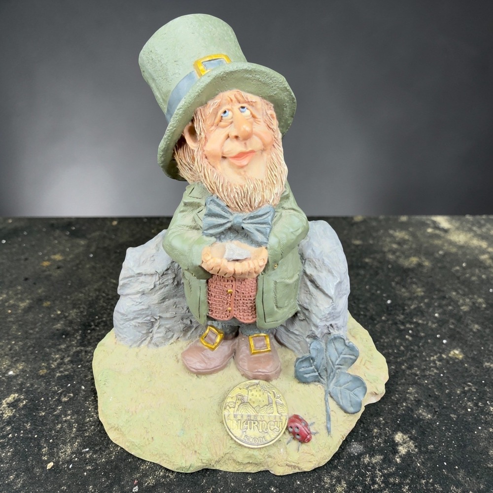 Fionn Leprechaun Figurine Blarney Stone Lucky‎ Clover Ladybug Irish Figurine VTG